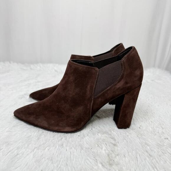 MARC FISHER / Hydra chocolate brown suede leather pointed toe heeled boots / 9 - Picture 3 of 9